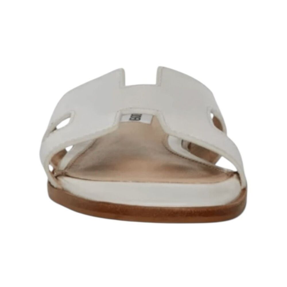 Steve Madden Hayden Sandals White Leather Flats 8.5 - Picture 3 of 9